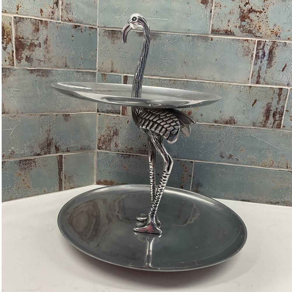 Flamingo Designed Iron 2 tier Serving Tray